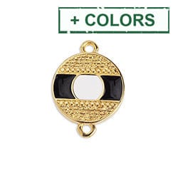 (GQ5842X) Eye round motif with grains with 2 rings 14X19MM (2 PCS) Eye round motif with grains with 2 rings  24 GOLD PLATED  14X19MM