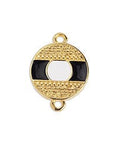 (GQ5842C) GOLD /BLACK (GQ5842X) Eye round motif with grains with 2 rings 14X19MM (2 PCS) Eye round motif with grains with 2 rings  24 GOLD PLATED  14X19MM