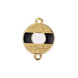 (GQ5842C) GOLD /BLACK (GQ5842X) Eye round motif with grains with 2 rings 14X19MM (2 PCS) Eye round motif with grains with 2 rings  24 GOLD PLATED  14X19MM