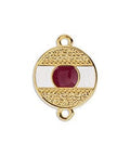 (GQ5842B) GOLD RED (GQ5842X) Eye round motif with grains with 2 rings 14X19MM (2 PCS) Eye round motif with grains with 2 rings  24 GOLD PLATED  14X19MM