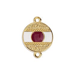 (GQ5842B) GOLD RED (GQ5842X) Eye round motif with grains with 2 rings 14X19MM (2 PCS) Eye round motif with grains with 2 rings  24 GOLD PLATED  14X19MM