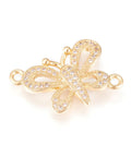 (GQ5875) Brass, Butterfly, Clear, Real Gold Plated Size: about 20mm wide (2 PCS) Environmental Brass Micro Pave Cubic Zirconia Links, Long-Lasting Plated, Lead Free & Cadmium Free & Nickel Free, Butterfly, Clear, Real Gold Plated Size: about 20mm wide, 14mm long, 2.5mm thick, hole: 1.6mm.