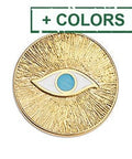 (GQ6185X) Disc eye 23mm with rays pendant 24K GOLD PLATED 23X25MM (1 PC) Disc eye 23mm with rays pendant  24K GOLD PLATED   23 X 25MM