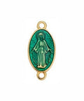 (GQ6189B) GOLD / TURQUOISE (GQ6189X) Oval motif Madonna with 2 rings (2 PCS) (GQ6189X) Oval motif Madonna with 2 rings (2 PCS)