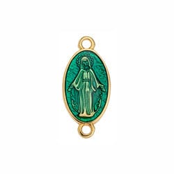 (GQ6189B) GOLD / TURQUOISE (GQ6189X) Oval motif Madonna with 2 rings (2 PCS) (GQ6189X) Oval motif Madonna with 2 rings (2 PCS)