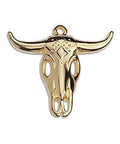 (GQ6195B) Bull skull 27mm x 23mm pendant  24KT Gold Plated (2PCS) Bull skull 27mm x 23mm pendant  24KT Gold Plated 