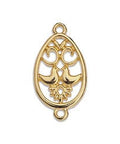 (GQ6257A) Easter egg with birds 2 rings 13X24MM 24KT GOLD PLATED (2 PCS) Easter egg with birds 2 rings