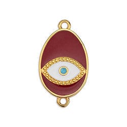 (GQ6259A) Egg shape motif with eye with 2 rings 14X25MM 24KT GOLD PLATED Egg shape motif with eye with 2 rings