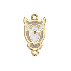 (GQ6261A) Owl motif with 2 rings 11X21MM 24KT GOLD PLATED (1 PC) Owl motif with 2 rings