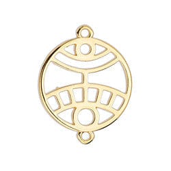 (GQ6263A) Round motif ethnic eyes wirefrome with 2 rings 25X20MM 24KT GOLD PLATED (2 PCS) Round motif ethnic eyes wirefrome with 2 rings