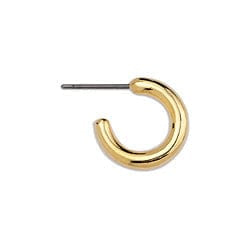 (GQ6387A) Earring hoop 3-4 13mm with titanium pin 24KT GOLD PLATED (2 PCS) Earring hoop 3/4 13mm with titanium pin