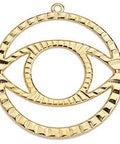 (GQ6389A) Grade A Metal Alloy Round eye sunrise motif wireframe pendant 24KT GOLD PLATED Round eye sunrise motif wireframe pendant