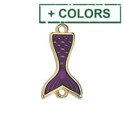 (GQ6437X) Motif mermaid tail with 2 eyes  21.6 x 11.4MM (2 PCS) Motif mermaid tail with 2 eyes  21.6 x 11.4MM 24KT GOLD PLATED