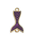 (GQ6437B) VIOLET (GQ6437X) Motif mermaid tail with 2 eyes  21.6 x 11.4MM (2 PCS) Motif mermaid tail with 2 eyes  21.6 x 11.4MM 24KT GOLD PLATED