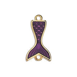 (GQ6437B) VIOLET (GQ6437X) Motif mermaid tail with 2 eyes  21.6 x 11.4MM (2 PCS) Motif mermaid tail with 2 eyes  21.6 x 11.4MM 24KT GOLD PLATED