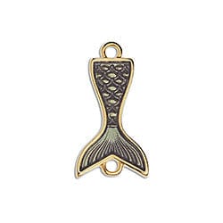 (GQ6437C) NAVY BLUE (GQ6437X) Motif mermaid tail with 2 eyes  21.6 x 11.4MM (2 PCS) Motif mermaid tail with 2 eyes  21.6 x 11.4MM 24KT GOLD PLATED