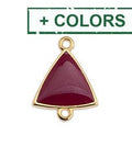 (GQ6486X) Good Quality Alloy 14.8 x 19.3MM Triangle motif with 2 rings 24KT GOLD PLATED (2 PCS) (GQ6486X) Good Quality Alloy 14.8 x 19.3MM Triangle motif with 2 rings 24KT GOLD PLATED (2 PCS)
