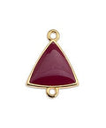 GQ6486A FUCHSIA ON GOLD (GQ6486X) Good Quality Alloy 14.8 x 19.3MM Triangle motif with 2 rings 24KT GOLD PLATED (2 PCS) (GQ6486X) Good Quality Alloy 14.8 x 19.3MM Triangle motif with 2 rings 24KT GOLD PLATED (2 PCS)