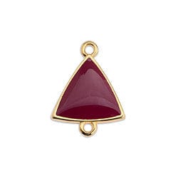 GQ6486A FUCHSIA ON GOLD (GQ6486X) Good Quality Alloy 14.8 x 19.3MM Triangle motif with 2 rings 24KT GOLD PLATED (2 PCS) (GQ6486X) Good Quality Alloy 14.8 x 19.3MM Triangle motif with 2 rings 24KT GOLD PLATED (2 PCS)