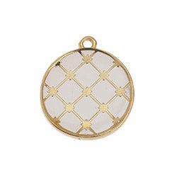 GQ6487A GRAYED JADE ON GOLD (GQ6487X) Good Quality Alloy 19 x 21.6mm Round Spanish tile motif 22mm pendant (GQ6487X) Good Quality Alloy 19 x 21.6mm Round Spanish tile motif 22mm pendant
