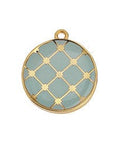 GQ6487A GRAYED JADE ON GOLD (GQ6487X) Good Quality Alloy 19 x 21.6mm Round Spanish tile motif 22mm pendant (GQ6487X) Good Quality Alloy 19 x 21.6mm Round Spanish tile motif 22mm pendant