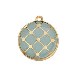 GQ6487A GRAYED JADE ON GOLD (GQ6487X) Good Quality Alloy 19 x 21.6mm Round Spanish tile motif 22mm pendant (GQ6487X) Good Quality Alloy 19 x 21.6mm Round Spanish tile motif 22mm pendant