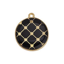 GQ6487A GRAYED JADE ON GOLD (GQ6487X) Good Quality Alloy 19 x 21.6mm Round Spanish tile motif 22mm pendant (GQ6487X) Good Quality Alloy 19 x 21.6mm Round Spanish tile motif 22mm pendant