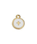 (GQ6504A) GOLD / WHITE (GQ6504X) Alloy Round motif with cross 10mm pendant (3 pcs) (GQ6504X) Alloy Round motif with cross 10mm pendant (3 pcs)