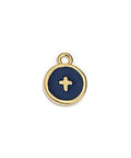 (GQ6504B) GOLD / MYKONOS (GQ6504X) Alloy Round motif with cross 10mm pendant (3 pcs) (GQ6504X) Alloy Round motif with cross 10mm pendant (3 pcs)