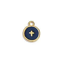 (GQ6504B) GOLD / MYKONOS (GQ6504X) Alloy Round motif with cross 10mm pendant (3 pcs) (GQ6504X) Alloy Round motif with cross 10mm pendant (3 pcs)