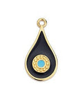 (GQ6516A) GOLD / BLACK (GQ6516X) 11.7 x 22mm Drop motif ethnic eye pendant  (2 PCS) 11.7 x 22.4 Drop motif ethnic eye pendant