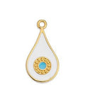 (GQ6516B) GOLD / WHITE (GQ6516X) 11.7 x 22mm Drop motif ethnic eye pendant  (2 PCS) 11.7 x 22.4 Drop motif ethnic eye pendant