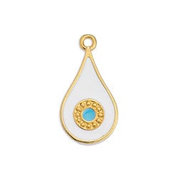 (GQ6516B) GOLD / WHITE (GQ6516X) 11.7 x 22mm Drop motif ethnic eye pendant  (2 PCS) 11.7 x 22.4 Drop motif ethnic eye pendant