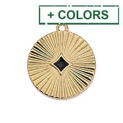(GQ6519A) GOLD/RED (GQ6519X) 20 x 22mm Round motif with rays and rhombus pendant (2 PCS) (GQ6519X) 20 x 22mm Round motif with rays and rhombus pendant (2 PCS)