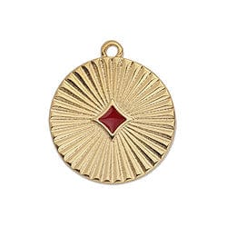 (GQ6519A) GOLD/RED (GQ6519X) 20 x 22mm Round motif with rays and rhombus pendant (2 PCS) (GQ6519X) 20 x 22mm Round motif with rays and rhombus pendant (2 PCS)