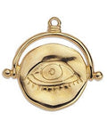 (GQ6652A) 24KT GOLD PLATED (GQ6652X) Ancient style eye sketch motif pendant 26mm (2 pcs) Ancient style eye sketch motif pendant 26mm