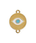 (GQ6656A) GOLD/LIGHT BLUE (GQ6656X METAL Round eye motif 18mm with 2 rings (2 PCS) Round eye motif 18mm with 2 rings