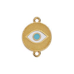 (GQ6656A) GOLD/LIGHT BLUE (GQ6656X METAL Round eye motif 18mm with 2 rings (2 PCS) Round eye motif 18mm with 2 rings
