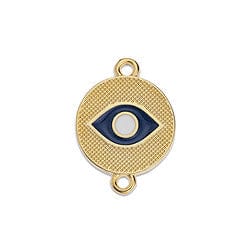 (GQ6656B) GOLD / DARK BLUE (GQ6656X METAL Round eye motif 18mm with 2 rings (2 PCS) Round eye motif 18mm with 2 rings