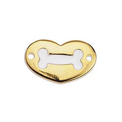 (GQ6815A) Heart with bone stamp 2 holes 20mm ((2 PCS) (GQ6815A) Heart with bone stamp 2 holes 20mm ((2 PCS)