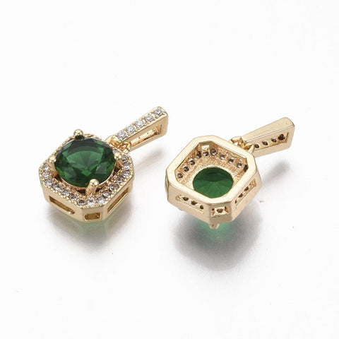 (GQ7611-GR) Brass Cubic Zirconia Pendants, with Glass, 11.5x9.5mm (1 PC) (GQ7611-GR) Brass Cubic Zirconia Pendants, with Glass, 11.5x9.5mm (1 PC)