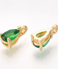 (GQ7612-02) Brass Cubic Zirconia Charms,  Drop, Green 7x4mm (2 PCS) (GQ7612-02) Brass Cubic Zirconia Charms,  Drop, Green 7x4mm (2 PCS)