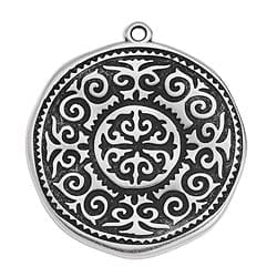 (GQA7067B) SILVER ANTIQUE (GQA7067X) Round motif with Arabic pattern 31mm (1 PC) (GQA7067X) Round motif with Arabic pattern 31mm (1 PC)