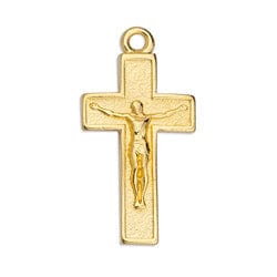24KT GOLD PLATED (GQC6730X) 15X28MM Cross with Jesus relief pendant (2 PCS) (GQC6730X) 15X28MM Cross with Jesus relief pendant (2 PCS)