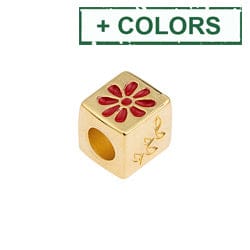 (GQC8050-GDR) Alloy 10mm Bead cube with daisy Φ5mm (1 PC) (GQC8050-GDR) Alloy 10mm Bead cube with daisy Φ5mm (1 PC)