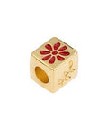 GD.PL. / RED  (GQC8050-GDR) (GQC8050-GDR) Alloy 10mm Bead cube with daisy Φ5mm (1 PC) (GQC8050-GDR) Alloy 10mm Bead cube with daisy Φ5mm (1 PC)