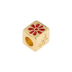 GD.PL. / RED  (GQC8050-GDR) (GQC8050-GDR) Alloy 10mm Bead cube with daisy Φ5mm (1 PC) (GQC8050-GDR) Alloy 10mm Bead cube with daisy Φ5mm (1 PC)