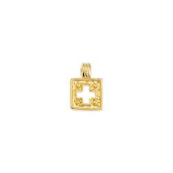 (GQC8076-G) Square motif perforated cross for 1.5mm pendant 10x7mm (4 PCS) (GQC8076-G) Square motif perforated cross for 1.5mm pendant 10x7mm (4 PCS)