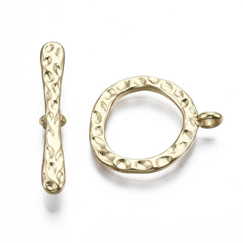 (GQC8293-G) Alloy Toggle Clasps, Ring, Real 18K Gold Plated (2 SETS) (GQC8293-G) Alloy Toggle Clasps, Ring, Real 18K Gold Plated (2 SETS)