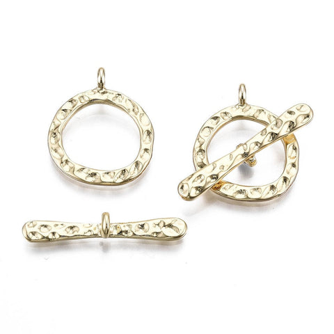 (GQC8293-G) Alloy Toggle Clasps, Ring, Real 18K Gold Plated (2 SETS) (GQC8293-G) Alloy Toggle Clasps, Ring, Real 18K Gold Plated (2 SETS)